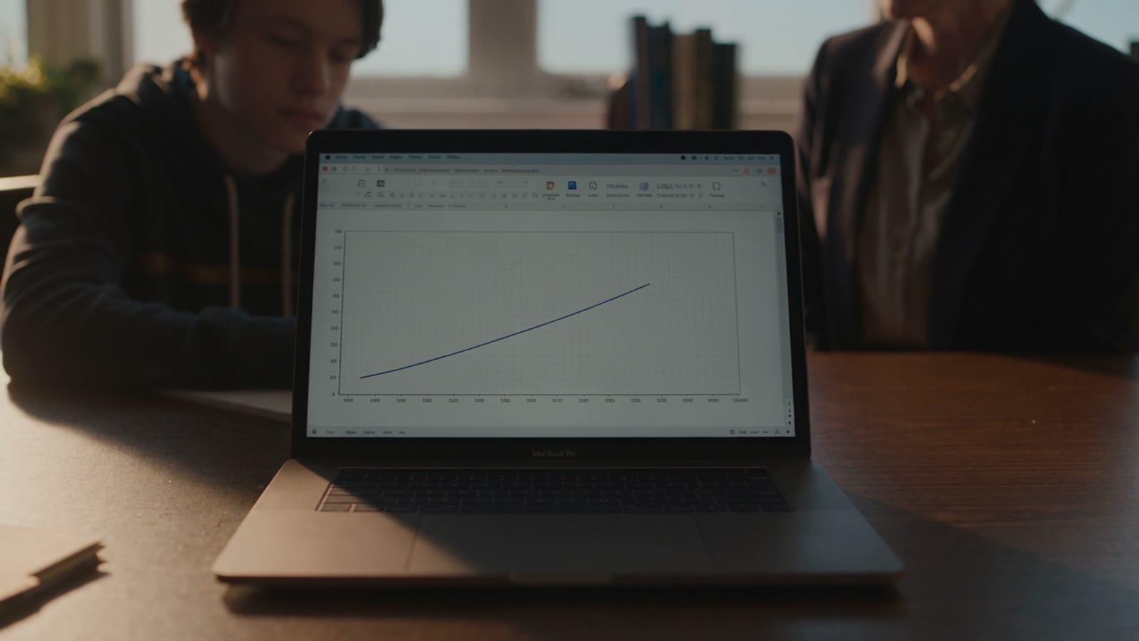 Laptop with a growth chart, from a film made in Kelvin