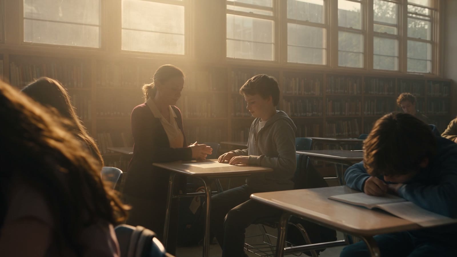 Classroom scene, from a film made in Kelvin